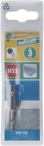 Wolfcraft Spiralbohrer | HSS-Boden | 6-seitig | ø3,0 x 47 mm | 1 Stück - 7257000