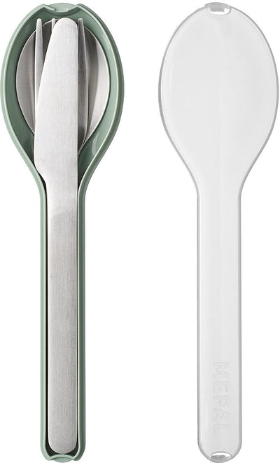 Mepal - Elliptisches Besteckset 3-teilig - Messer. Gabel und Löffel – Edelstahl – nordischer Salbei