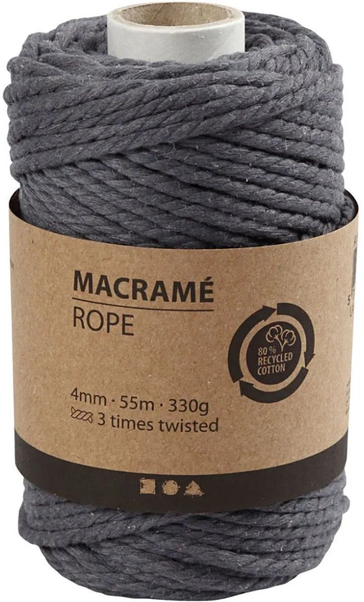 Creativ Company Macrame Cord Grey, 55m