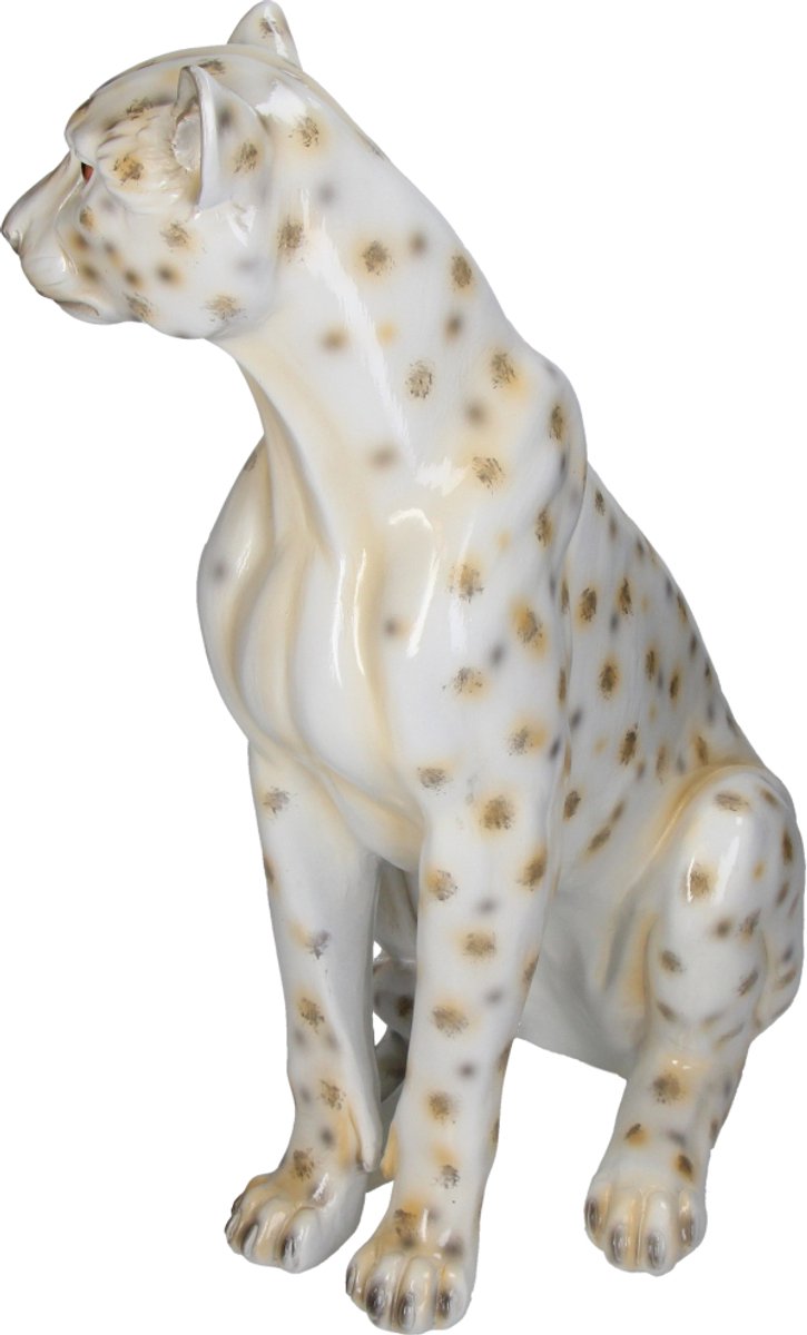 HD Collection Ornament Leopard Polyresin weiß 34,5x22x46,5cm