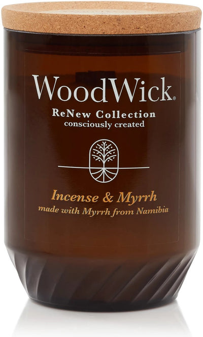 Woodwick Renew Medium Duftkerze – Weihrauch Myrrhe – 55 Brennstunden