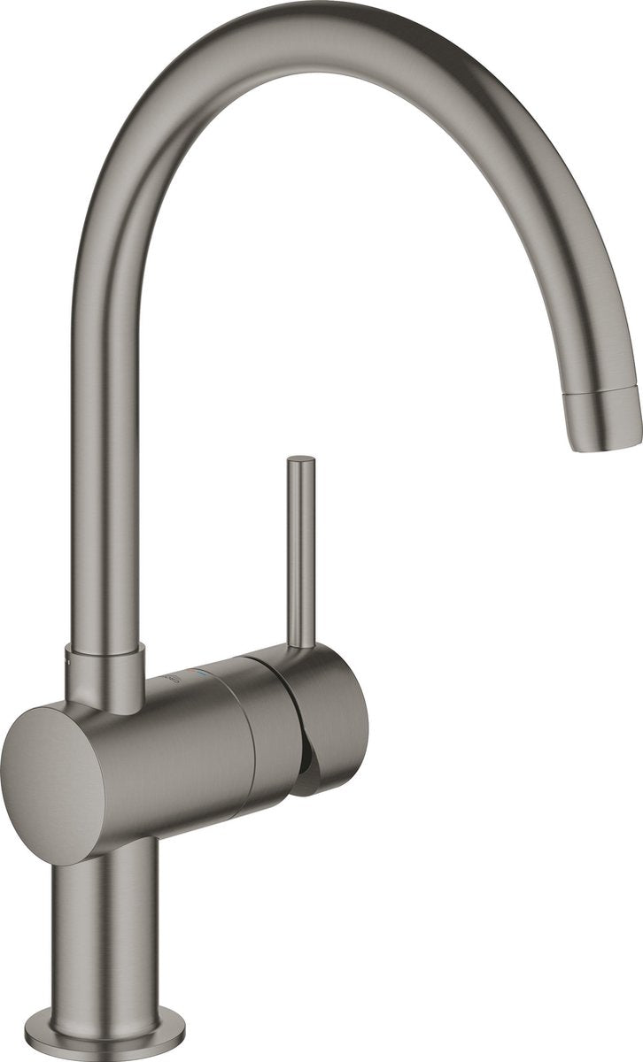 Grohe Minta Küchenarmatur – schwenkbarer High-C-Auslauf – 1 Strahlstufe – Hartgraphit gebürstet (Anthrazit matt)