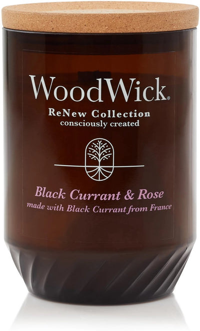 Woodwick Renew große Duftkerze – schwarze Johannisbeerrose – 75 Brennstunden