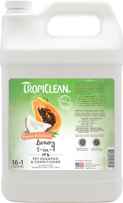 Tropiclean Beeren und Kokosnuss – Luxus-Hundeshampoo und Spülung – 3,8 l
