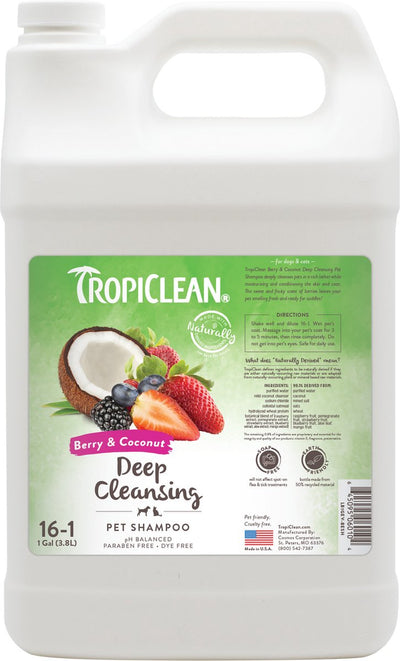 Tropiclean Beeren und Kokosnuss – Hundeshampoo – Tiefenreinigung – 3,8 l