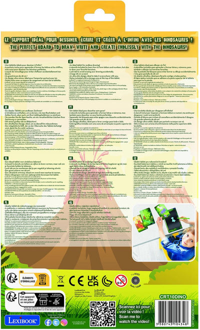 Lexibook Dinosaurier 11, mehrfarbiges E-Ink-Lern- und Zeichentablett mit Vorlagen