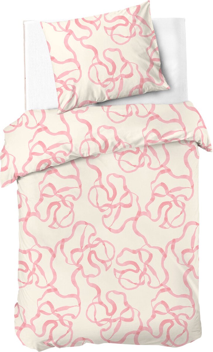 Dindi Home Bettbezug Pink Party – 140 x 220 – 100 % Baumwolle – gebrochenes Weißrosa