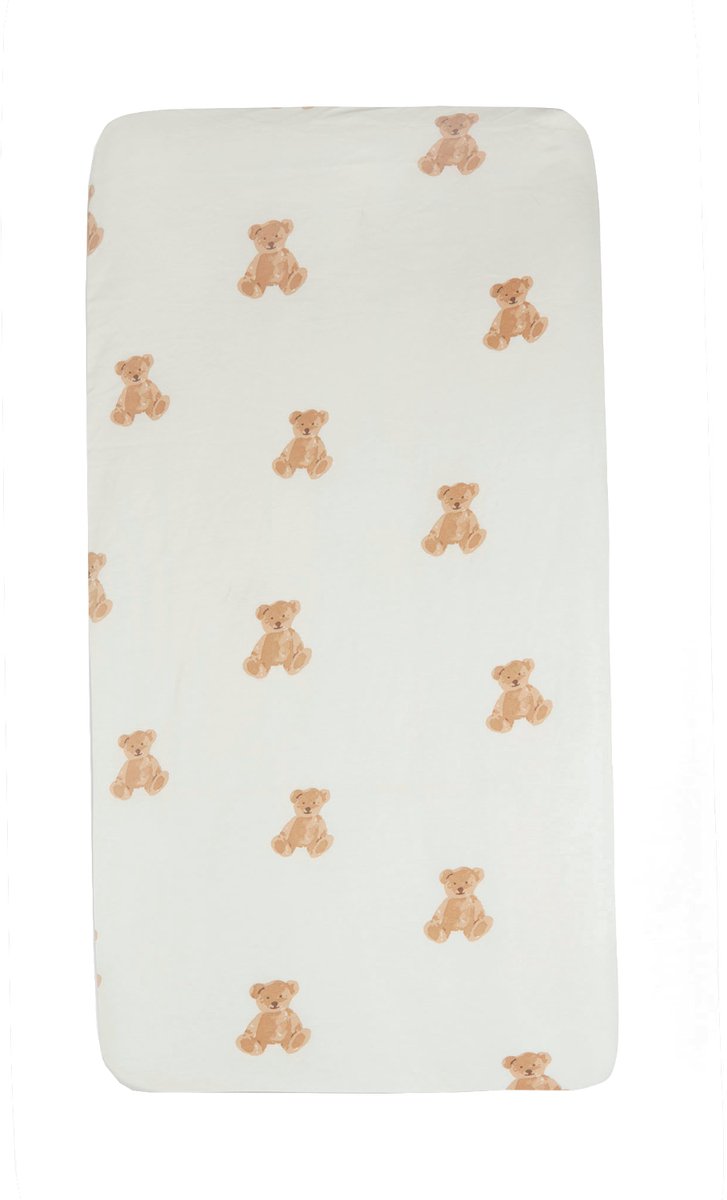 Jollein Baby-Spannbettlaken für Kinderbett – Teddybär – Jersey – 40 50 x 80 90 cm