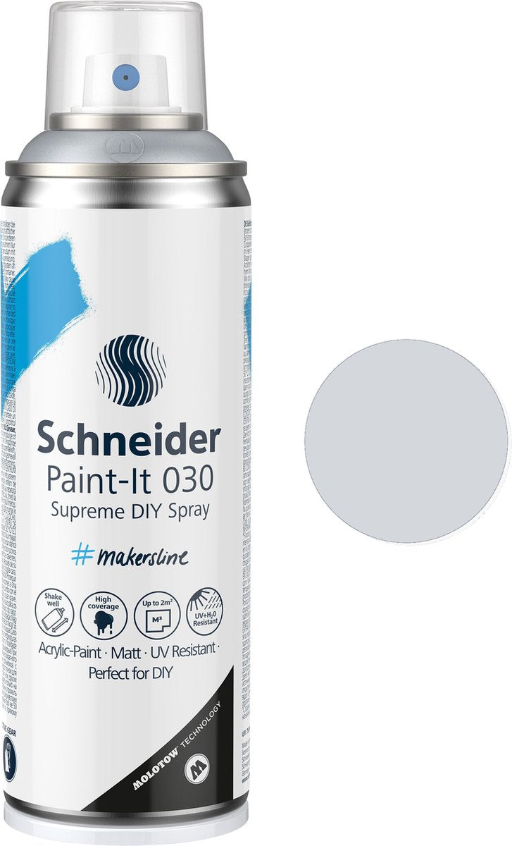 Schneider Schreibwaren Schneider Sprühfarbe – Paint-it 030 – DIY-Sprühfarbe – Acrylfarbe – 200 ml – Silbermetallic – S-ML03051007