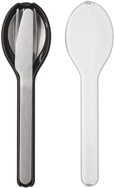 Mepal - Elliptisches Besteckset 3-teilig - Messer. Gabel und Löffel – Edelstahl – Nordic Black