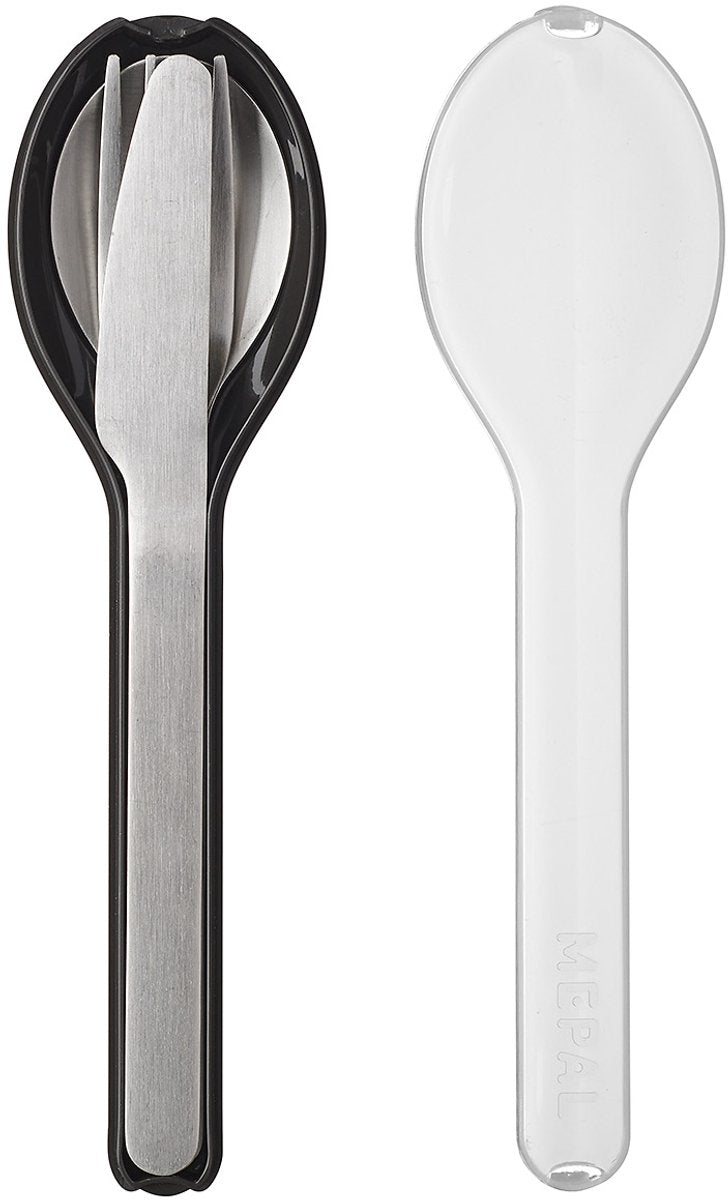 Mepal - Elliptisches Besteckset 3-teilig - Messer. Gabel und Löffel – Edelstahl – Nordic Black