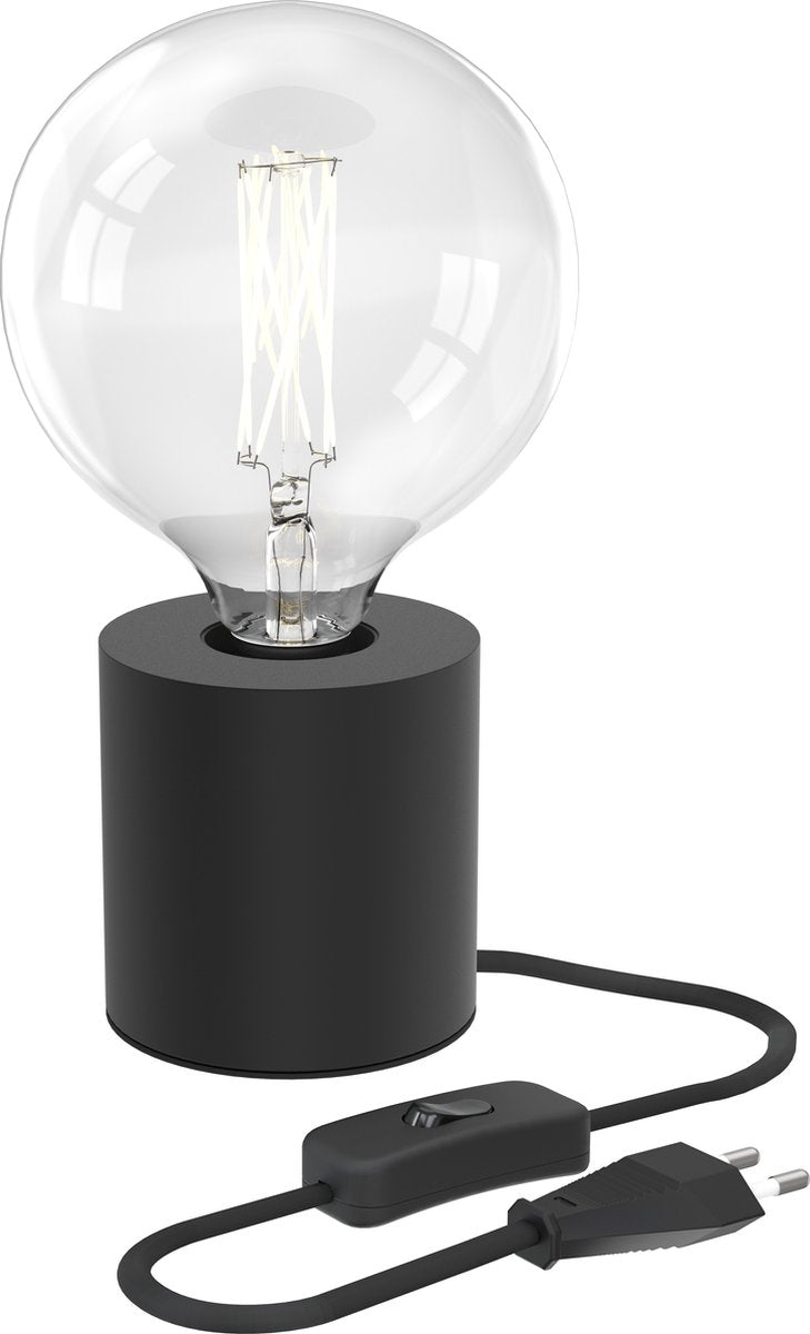 Calex Tischlampe rund - industriell - E27-Fassung - schwarz - exkl. Lichtquelle