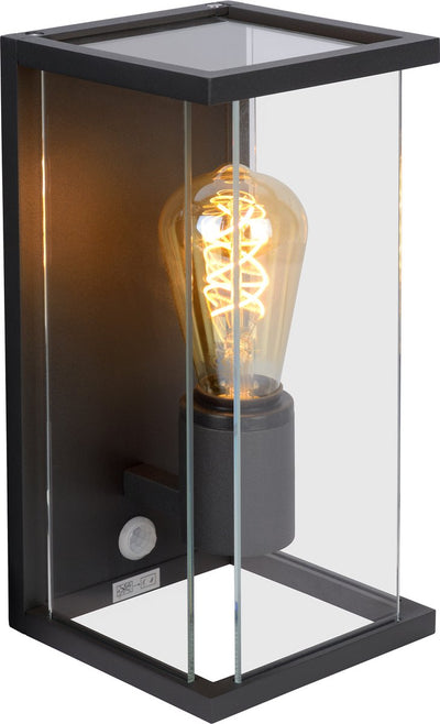 Lucide Claire – Wandleuchte Innen-Außen – 1xE27 – IP54 – Bewegungs-Tag-Nacht-Sensor – Anthrazit