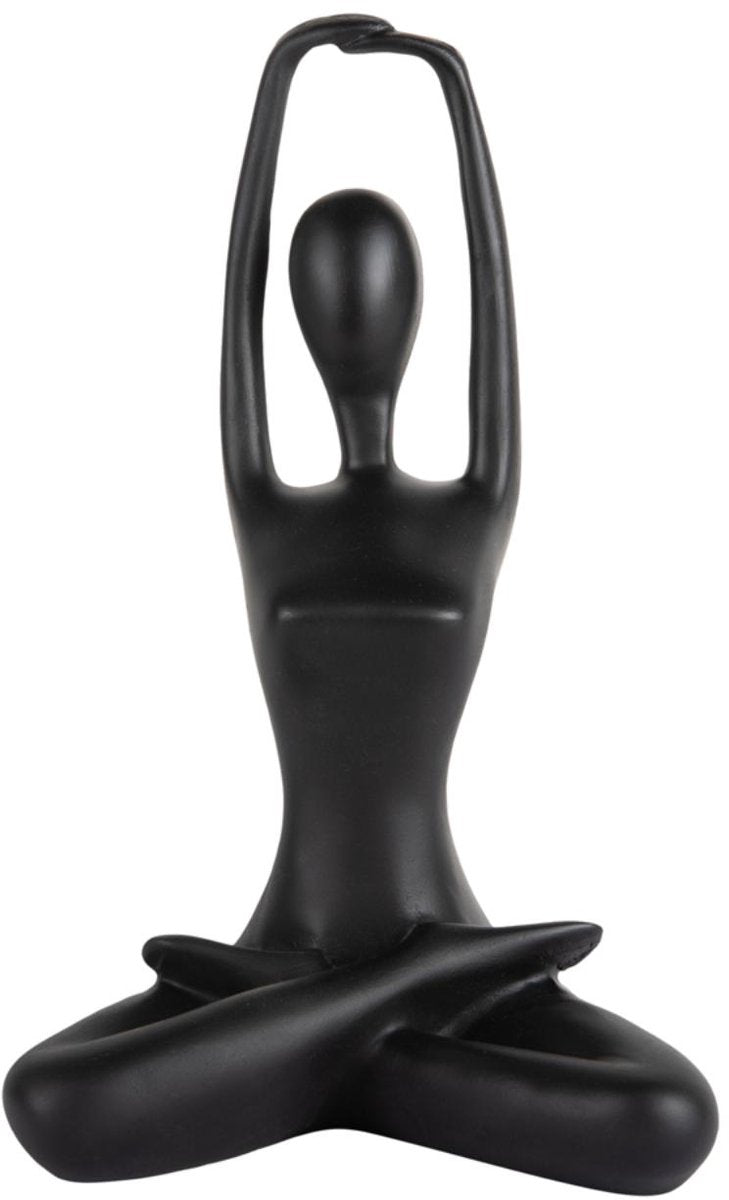 Gegenwartsornament gestreckter Lotus – schwarz – 14,5 x 12 x 23,5 cm – modern – Kunststoff