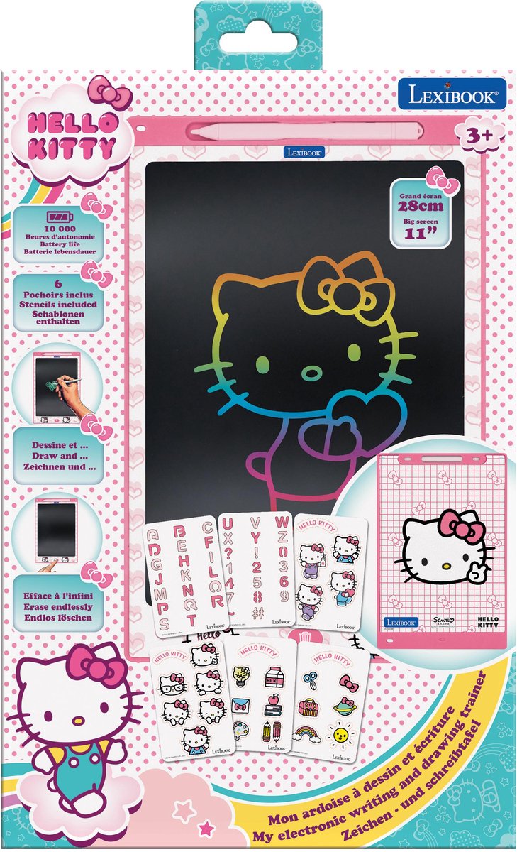Lexibook Hello Kitty 11'' mehrfarbiges E-Ink-Lern- und Zeichentablett mit Vorlagen