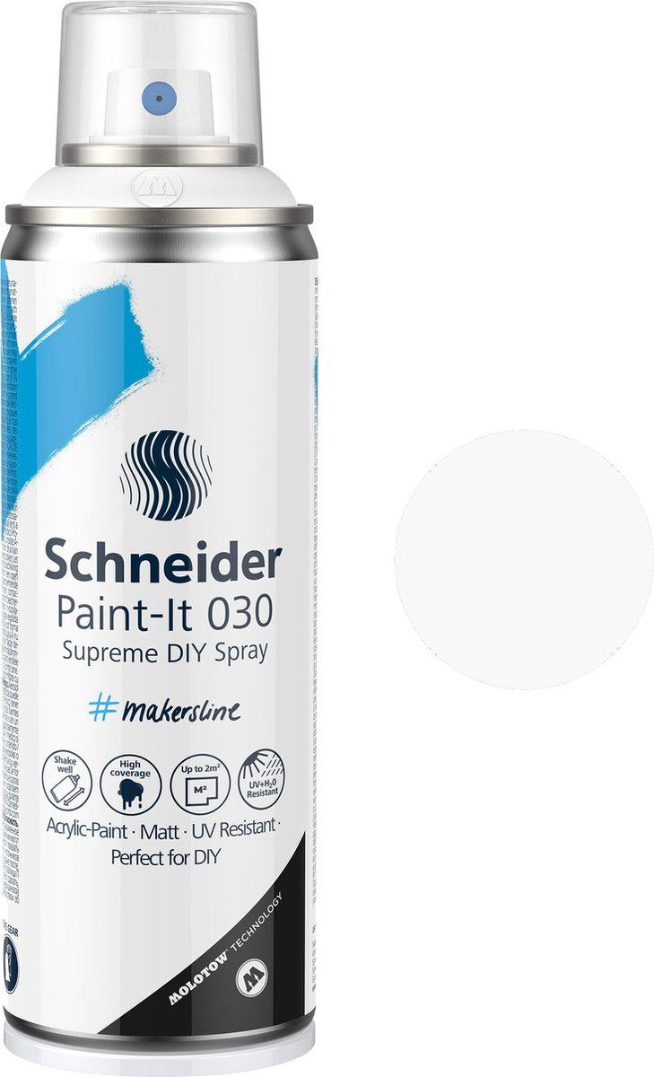 Schneider Schreibwaren Schneider Sprühfarbe – Paint-it 030 – DIY Sprühfarbe – Acrylfarbe – 200 ml – Weiß – S-ML03050008