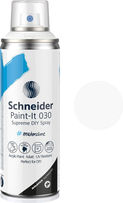 Schneider Schreibwaren Schneider Sprühfarbe – Paint-it 030 – DIY Sprühfarbe – Acrylfarbe – 200 ml – Weiß – S-ML03050008