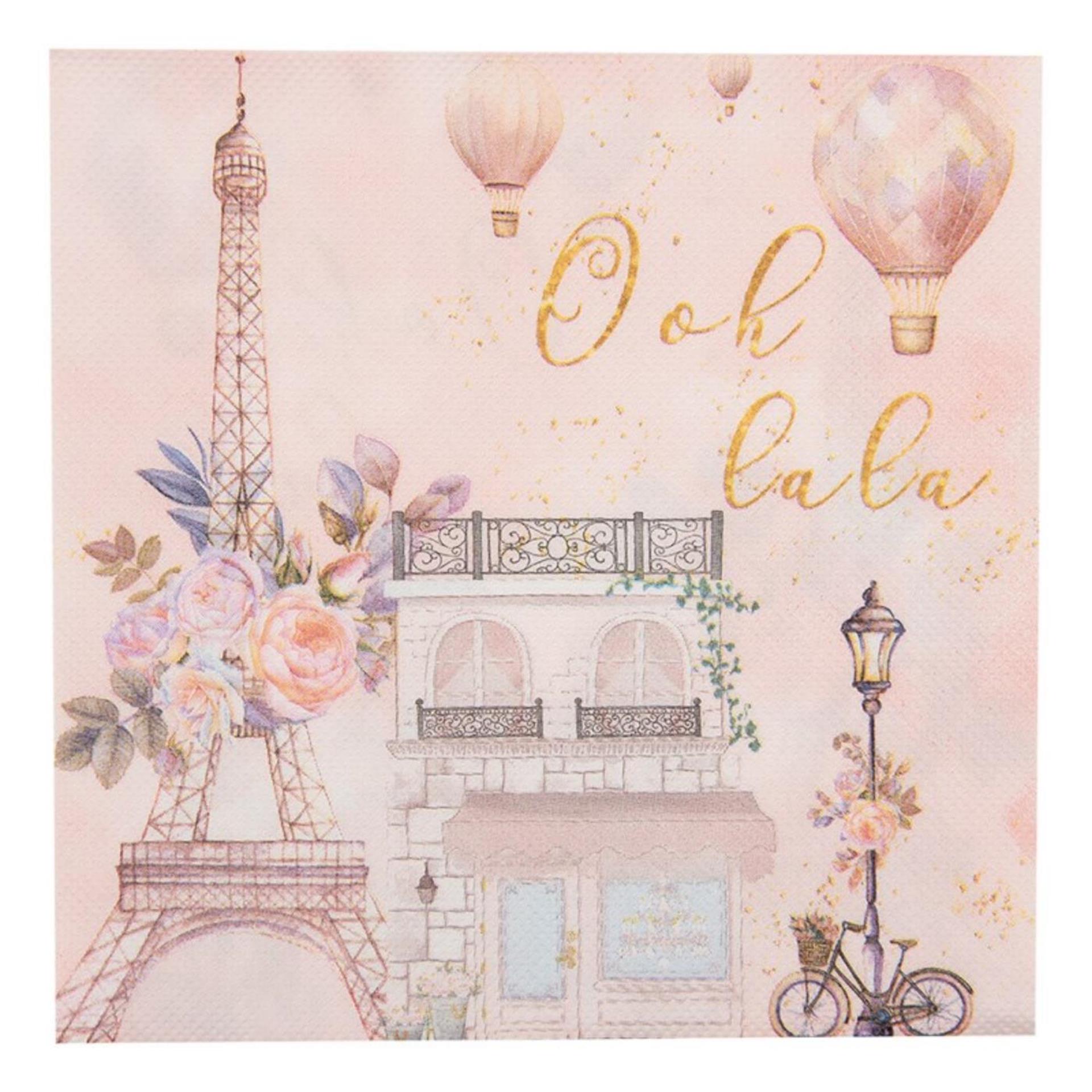 Clayre Eef Serviette Paris Pink 20 Stück