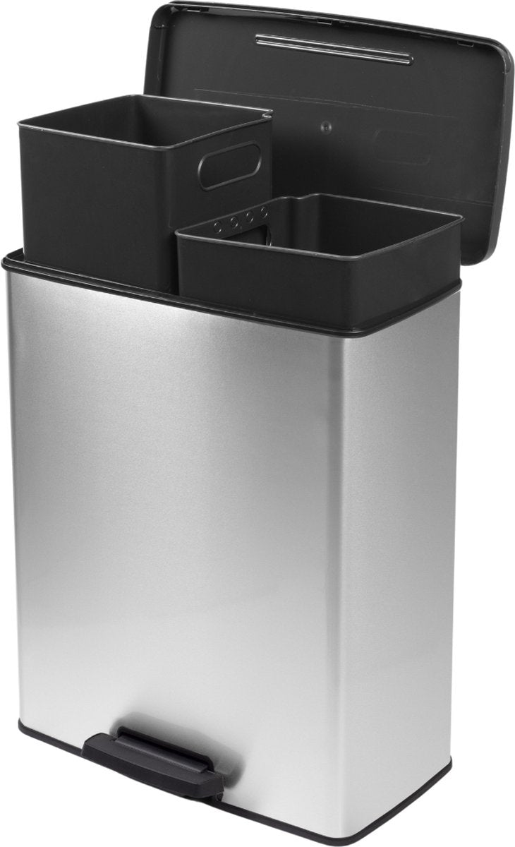 Curver Decobin Duo Abfallbehälter – 26 l + 26 l – rechteckig – silbermetallic