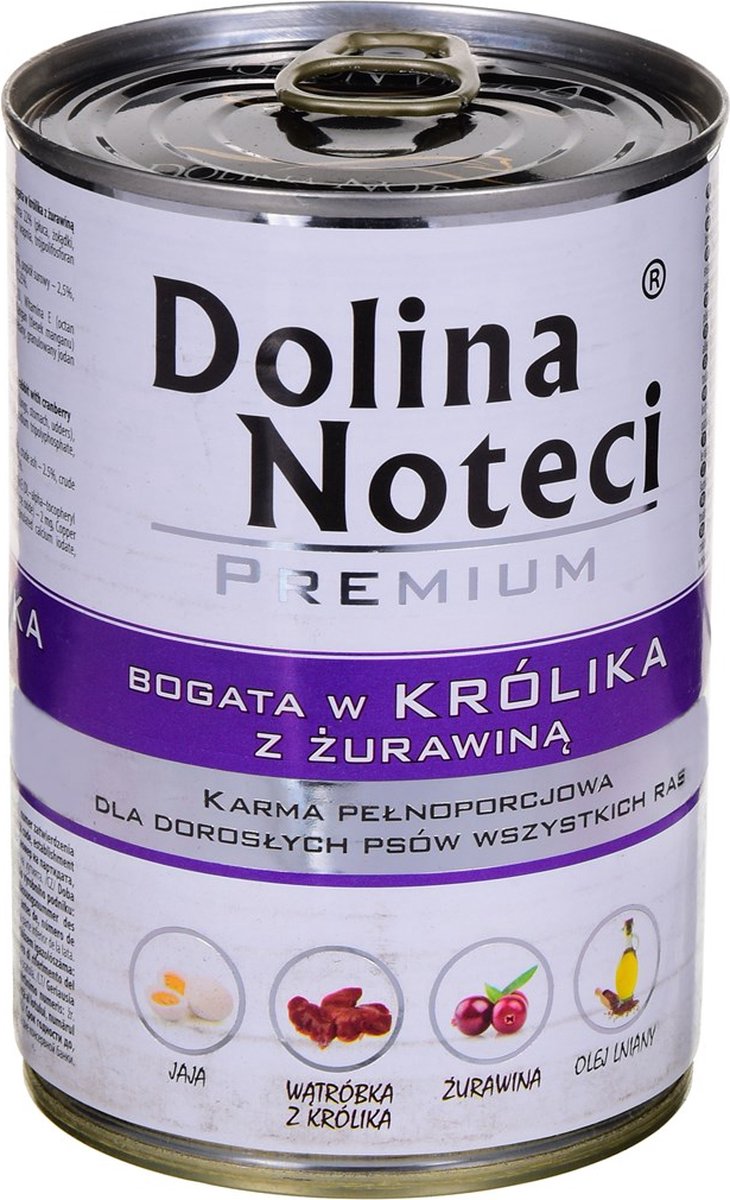 Dolina Noteci Premium – Nassfutter für Hunde – Kaninchen-Cranberry – 24 x 400 g
