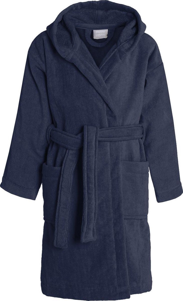 Seepferdchen - rein - Kinderbademantel - Indigo - 146 152