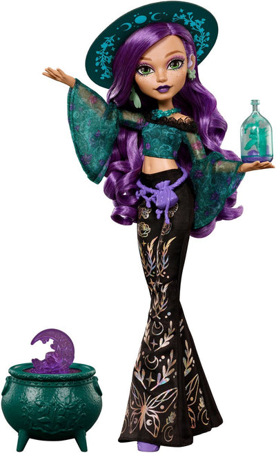 Mattel Moonspell Magic aus Monster High – Willow Thorne Modepuppe – Naturhexe mit Zubehör