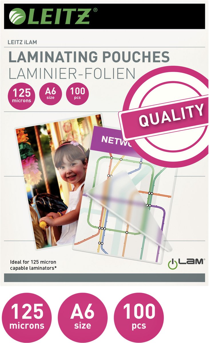 Leitz Laminierfolien – A6 – 125 Mikron – 100 Stück