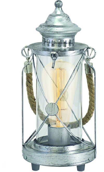 Eglo Vintage Bradford - Tischlampe - 1 Licht - Antiksilber - Klarglas