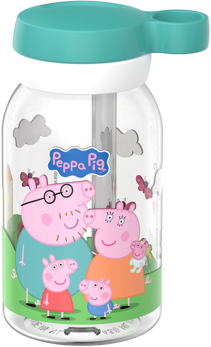 Mepal Trinkflasche mit Strohhalm Campus – 450 ml – Kinderwasserflasche – auslaufsicher – hygienischer Drehdeckel – Peppa Pig