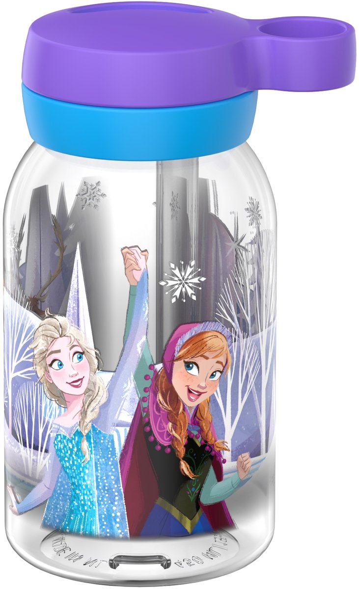 Mepal Trinkflasche mit Strohhalm Campus – 450 ml – Kindertrinkflasche – auslaufsicher – hygienischer Drehdeckel – Frozen Friends