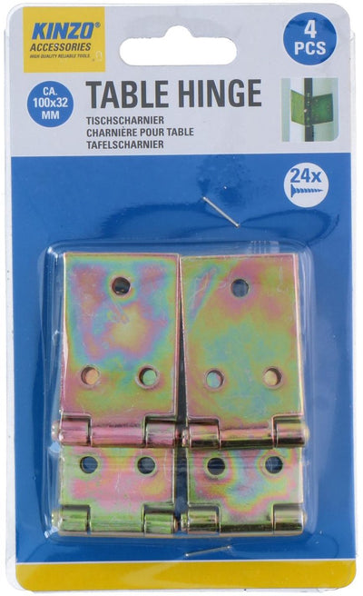 Kinzo Tischscharniere – 4er-Set – 100 x 32 mm – inklusive Schrauben – Möbelscharniere