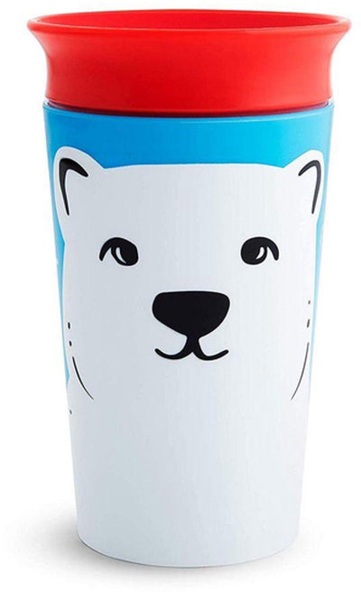 Munchkin Miracle 360 Trinkbecher – Wildlove Trinkbecher – auslaufsicherer 360°-Becher – Übungsbecher für Baby und Kind – 266 ml – Eisbären-Edition