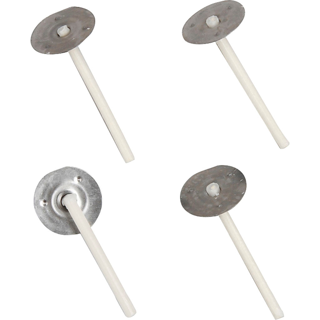 Dochte für Kerzen im Halter, passend für Halter mit einem Durchmesser von 20-65 mm, L: 3,5 cm, Dicke 2 mm, 100 Stück 1 Box