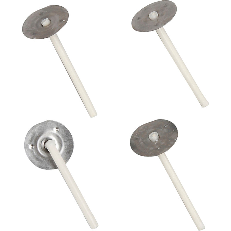Dochte für Kerzen im Halter, passend für Halter mit einem Durchmesser von 20-65 mm, L: 3,5 cm, Dicke 2 mm, 100 Stück 1 Box