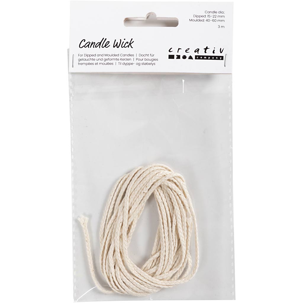 Creativ Company Wick für getauft (Dia. 15-22 mm) und Gusskerzen (Folie 40-60 mm), 3M