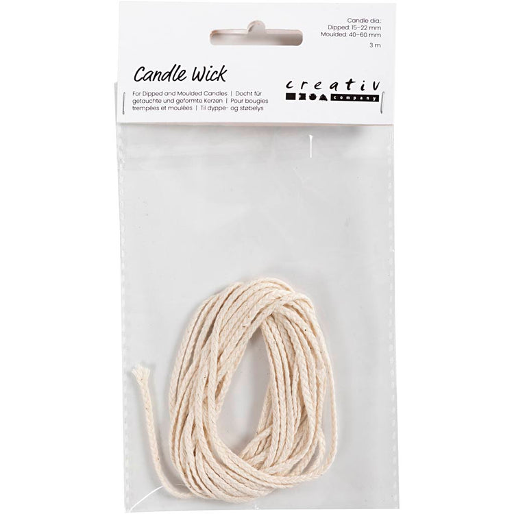 Creativ Company Wick für getauft (Dia. 15-22 mm) und Gusskerzen (Folie 40-60 mm), 3M