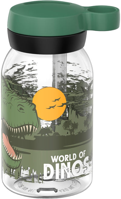 Mepal Trinkflasche mit Strohhalm Campus – 450 ml – Wasserflasche Kinder – auslaufsicher – hygienischer Drehdeckel – Dino
