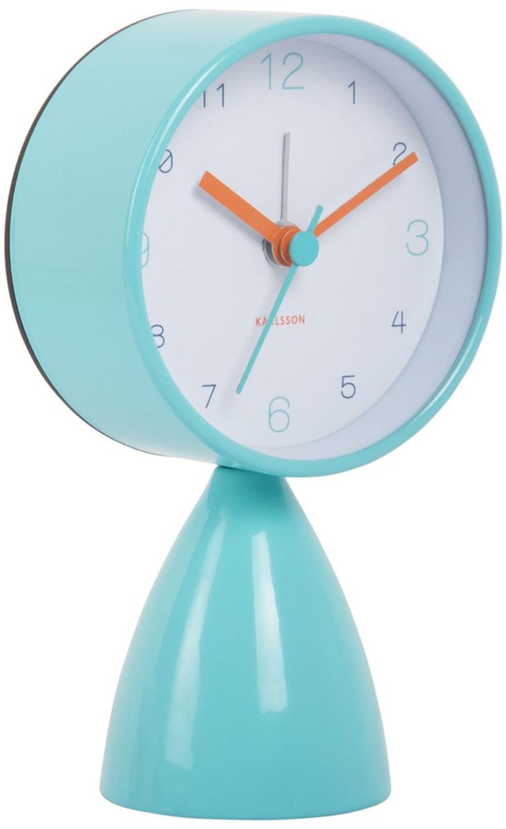 Karlsson Wecker Funky Vibes – Türkisblau – 7,8 x 7,8 x 13,3 cm – modern – Wecker für Schlafzimmer – Wecker