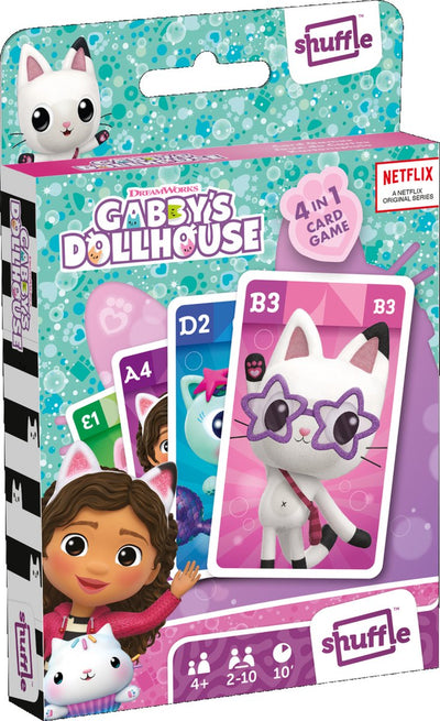 Shuffle Gabby's Dollhouse 4-in-1-Kartenspiele (Quartett, Memo, Snap, Actionspiel)