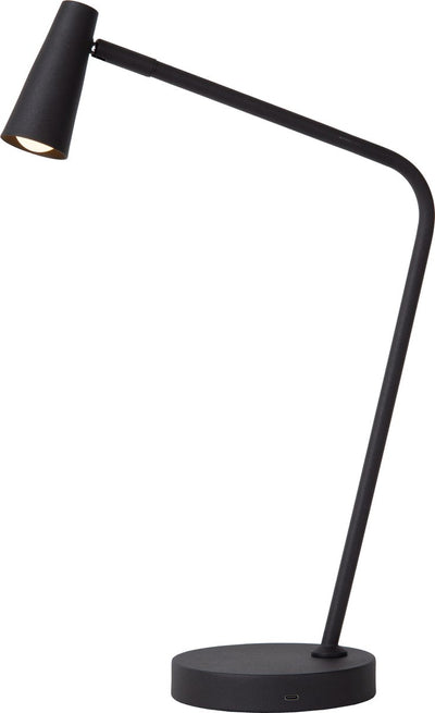 Lucide Stirling – wiederaufladbare Schreibtischlampe – wiederaufladbarer Akku – LED 3 Stufen dimmbar – 1 x 3 W 2700 K – schwarz