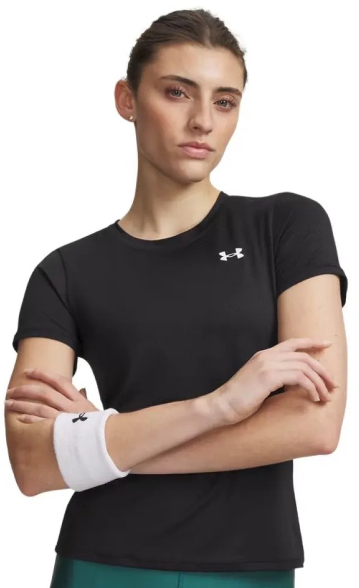 Under Armour Tech Mesh SS-BLK Damen-Sportshirt – Schwarz – Weiß