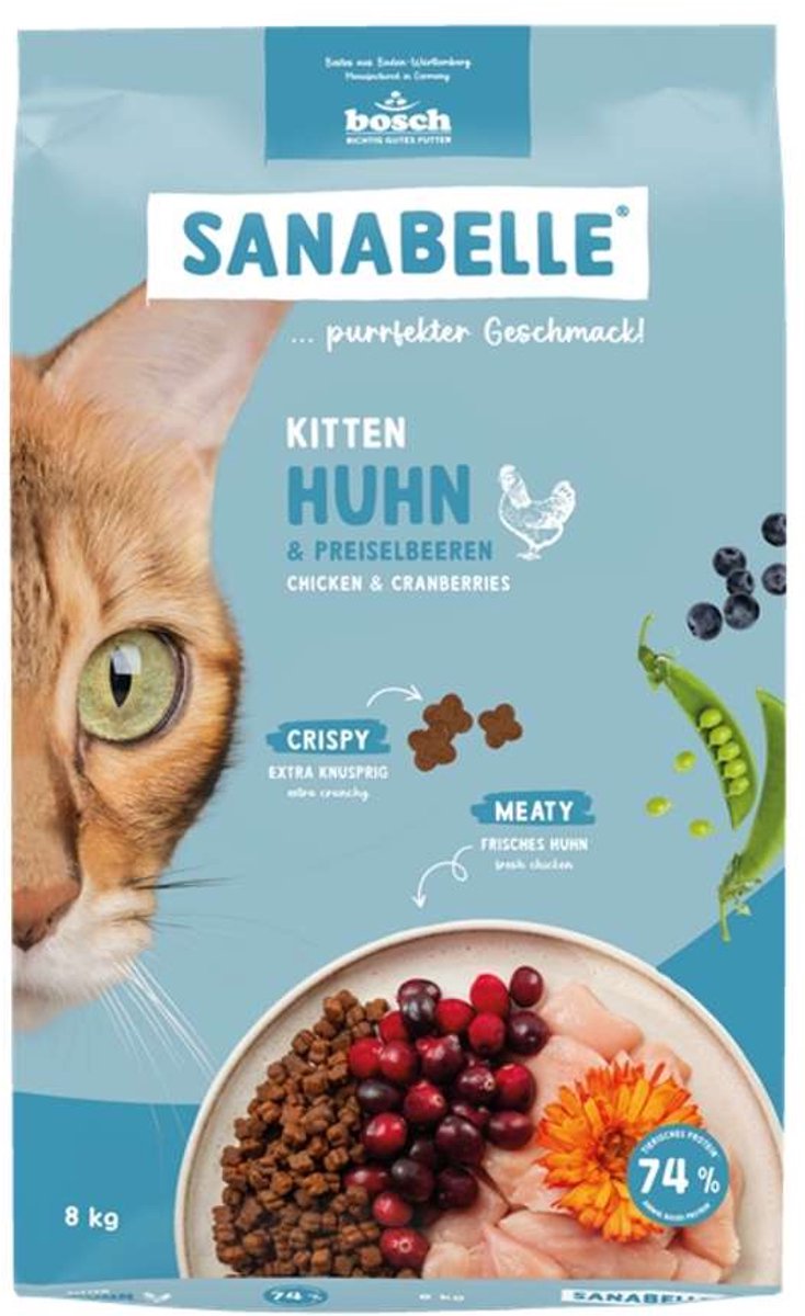 Bosch Sanabelle-Serie – Katzenfutter mit Huhn – 8 kg – für Kätzchen – für trächtige und säugende Katzen