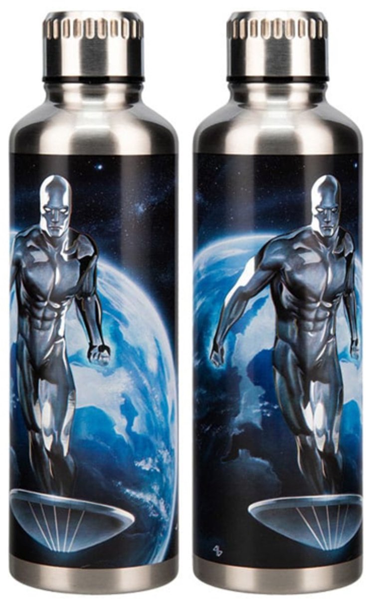 Paladone-Produkte, fantastische vier Metall-Wasserflaschen, silberner Surfer