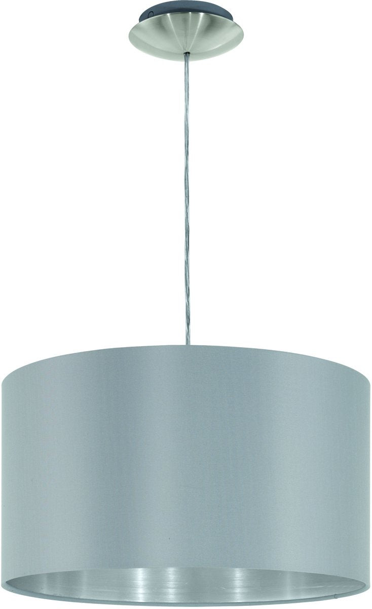 Eglo Maserlo – Hängelampe – 1 Licht – ø38 cm – Stoff – Grau, Silber