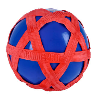 Blaues Kreuzball mit rotem Gummiband