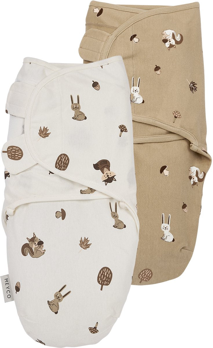 Meyco Baby Waldtiere Wickeldecke – Sand – 4–6 Monate – 2er-Pack