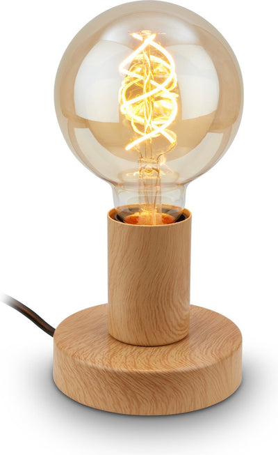 Briloner Teepu – Industrie-Tischlampe – Retro-Nachttischlampe – Metall – E27-Fassung – ø10 cm – Holzoptik