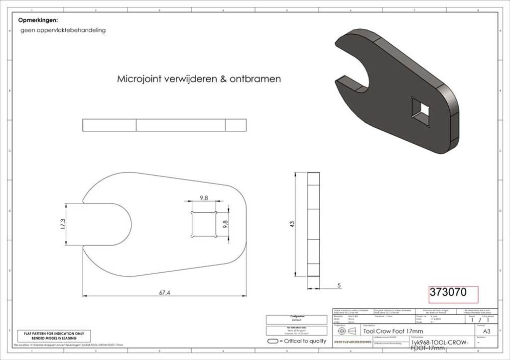 GRS-Bit-Hahnenfuß-Maulschlüssel ohne Markenzeichen 3 8 17 mm
