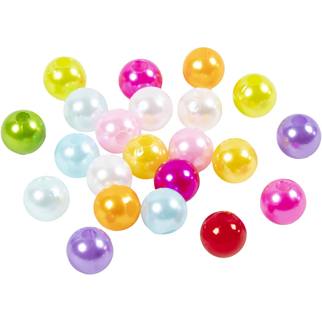 Kreativfirma Waschen von Perlen, D 8 mm, Lochgröße 1 mm, ca. 2000 Stück, Perlenfarben, 500 g 1 Beutel
