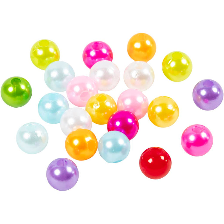 Kreativfirma Waschen von Perlen, D 8 mm, Lochgröße 1 mm, ca. 2000 Stück, Perlenfarben, 500 g 1 Beutel